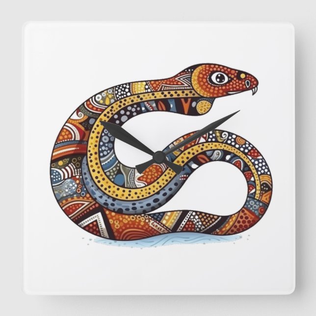 Reloj Cuadrado Serpiente de la Tierra Enrollada (Anverso)