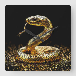 Reloj Cuadrado Serpiente dorada