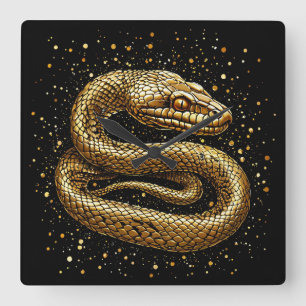 Reloj Cuadrado Serpiente dorada