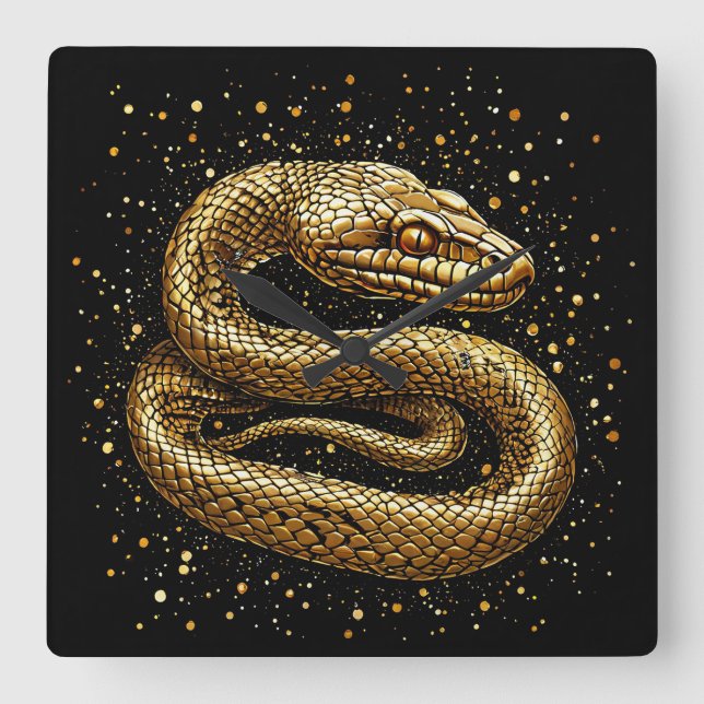 Reloj Cuadrado Serpiente dorada (Anverso)
