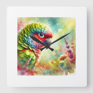 Reloj Cuadrado Serrana Parakeet 151024AREF147 - Watercolor