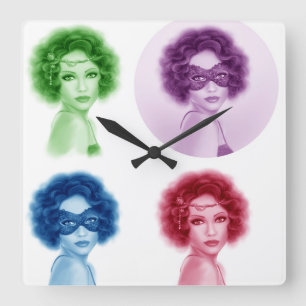 Reloj Cuadrado set abstracto hermoso retro mujer retro retrato a