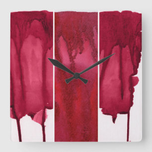 Reloj Cuadrado Set of red watercolor abstract hand painted