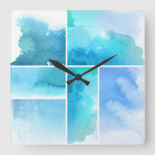 Reloj Cuadrado Set of watercolor abstract hand painted 2