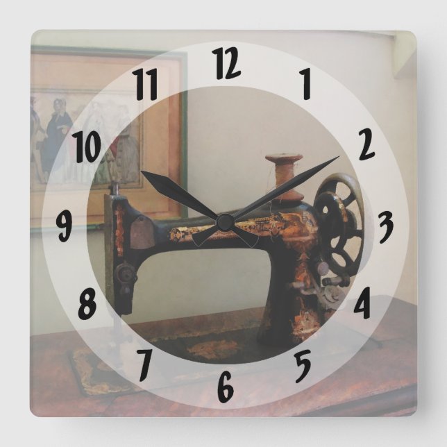 Reloj Cuadrado Sewing Machine and Lithograph (Anverso)