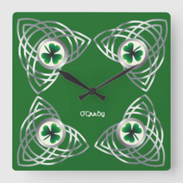 Reloj Cuadrado Shamrock and Celtic Knot