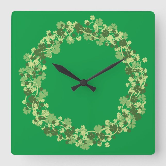 Reloj Cuadrado Shamrock Wreath (Anverso)