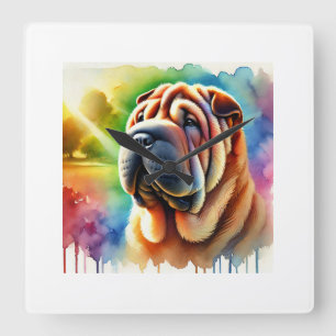 Reloj Cuadrado Shar Pei Elegance 280824AREF102 - Watercolor
