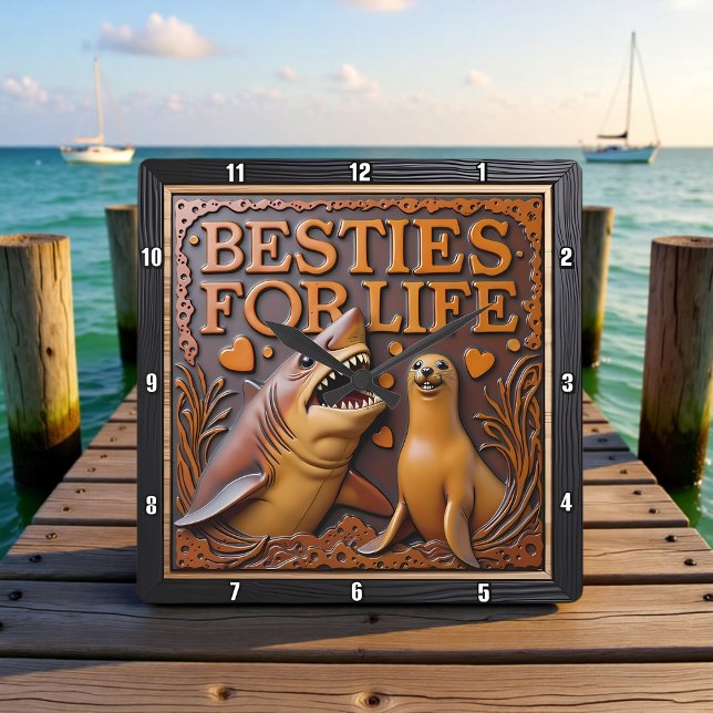 Reloj Cuadrado Shark Seal Love Hearts (Subido por el creador)