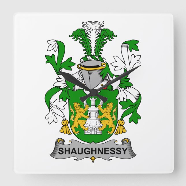 Reloj Cuadrado Shaughnessy Family Crest (Anverso)