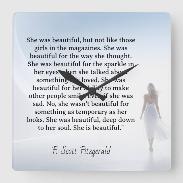 Reloj Cuadrado She was beautiful === F.Scott Fitzgerald  quote (Anverso)