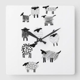 Reloj Cuadrado Sheep doodles