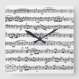 Reloj Cuadrado Sheet Music Square Wall Clock