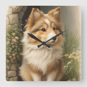 Reloj Cuadrado Shetland Sheepdog