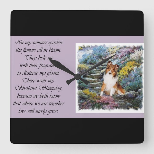 Reloj Cuadrado Shetland Sheepdog Sheltie Art Gifts (Anverso)