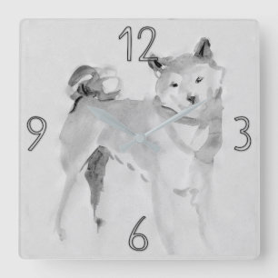 Reloj Cuadrado Shiba Inu Original Pintar Perro Año Cumpleaños W