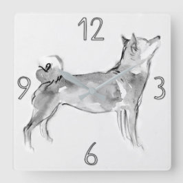 Reloj Cuadrado Shiba Inu Original Pintar Perro Año Cumpleaños WC1