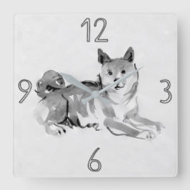 Reloj Cuadrado Shiba Inu Original Pintar Perro Año Cumpleaños WC2