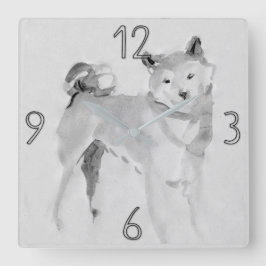 Reloj Cuadrado Shiba Inu Original Pintar Perro Año Cumpleaños WC3