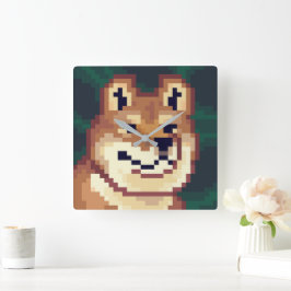 Reloj Cuadrado Shiba pixelart, klok, Pixel Art 