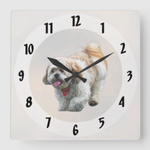 Reloj Cuadrado Shih Tzu caminando