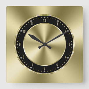 Reloj Cuadrado Shiny Faux Gold Tones Acero inoxidable