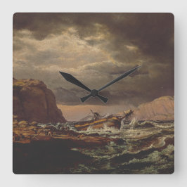 Reloj Cuadrado Shipwreck on the Norwegian Coast by Johan Dahl 