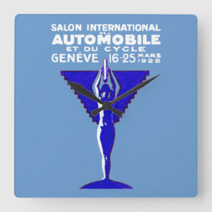 Reloj Cuadrado Show de Autos y Motocicletas Geneve 1928