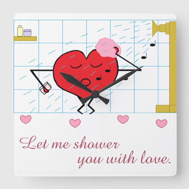 Reloj Cuadrado Shower Love:  (Anverso)