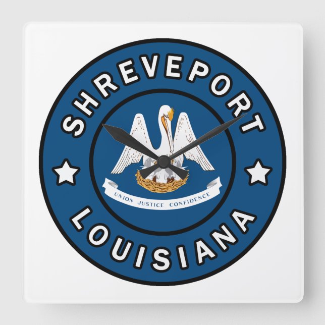 Reloj Cuadrado Shreveport Louisiana (Anverso)