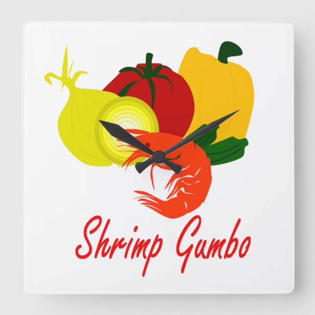 Reloj Cuadrado Shrimp Gumbo (Anverso)