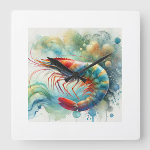 Reloj Cuadrado Shrimp in light 040924AREF128 - Watercolor
