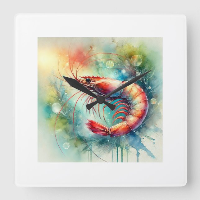 Reloj Cuadrado Shrimp in Watercolor 161024AREF148 - Watercolor (Anverso)