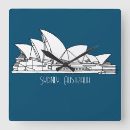 Reloj Cuadrado Sídney Opera House Australia dibujo souvenir