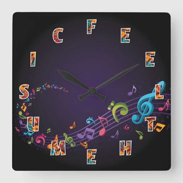 Reloj Cuadrado Siente la música (Anverso)