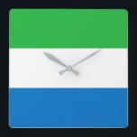 Reloj Cuadrado Sierra Leone Flag<br><div class="desc">The Sierra Leonean is a horizontal tricolour. The used colors in the flag are blue,  green,  white. The proportion of the Sierra Leonean is 2:3. The Flag of Sierra Leone was adopted in 1961.</div>