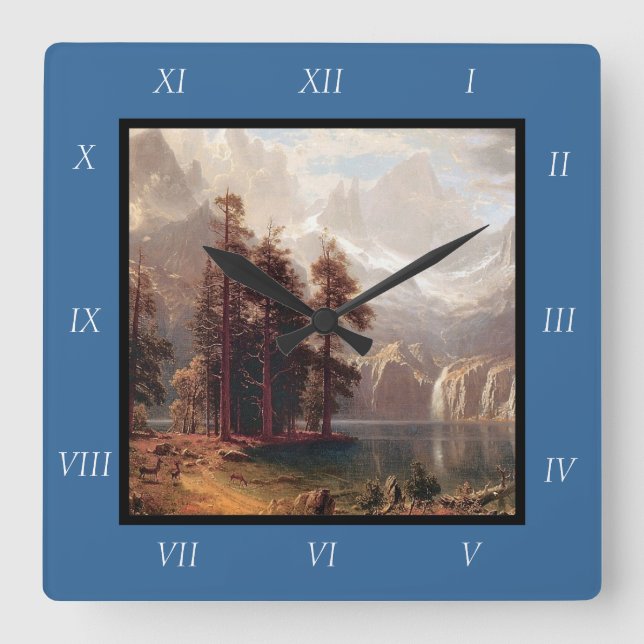 Reloj Cuadrado Sierra Nevada de Albert Bierstadt, Prin de lienzo  (Anverso)