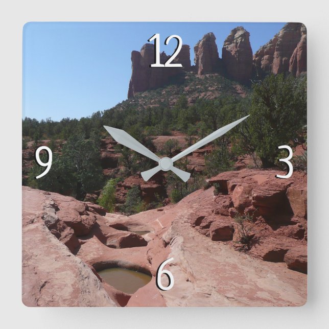 Reloj Cuadrado Siete piscinas sagradas en Sedona Arizona (Anverso)