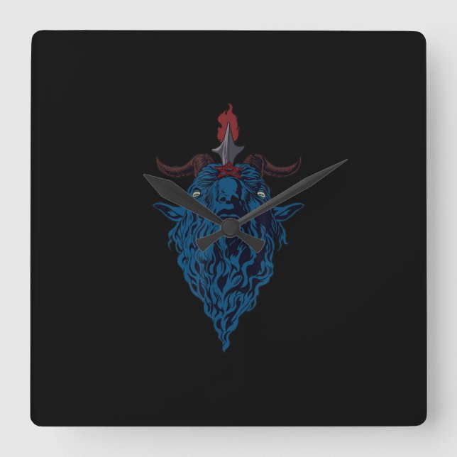 Reloj Cuadrado Sigil De Cabra De Baphomet De Mendes Satan Gótico  (Anverso)