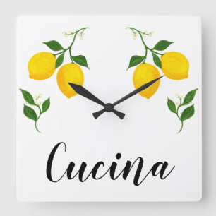 Reloj Cuadrado Signo Cucina con diseño Lemons and Leave