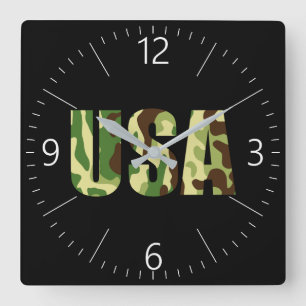 Reloj Cuadrado Signo de camuflaje khaki de EE.UU.