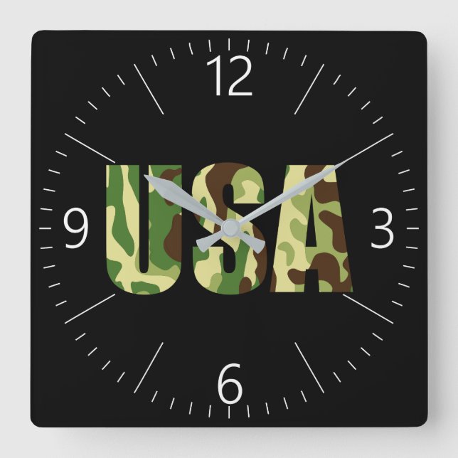 Reloj Cuadrado Signo de camuflaje khaki de EE.UU. (Anverso)