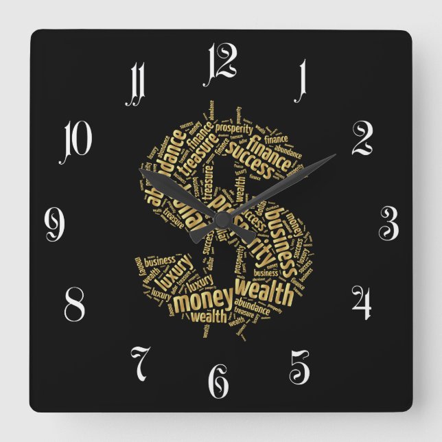 Reloj Cuadrado Signo de dólar (Anverso)