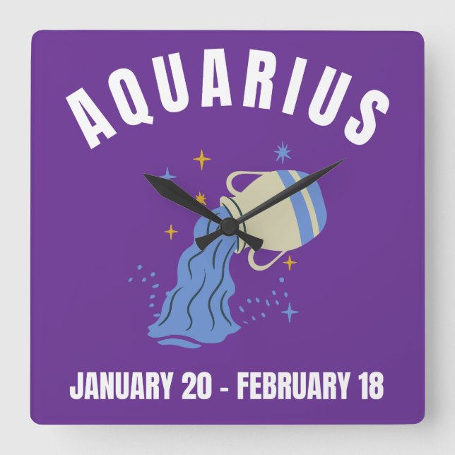 Reloj Cuadrado Signo de estrella de Aquarius (Anverso)
