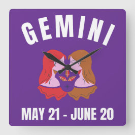 Reloj Cuadrado Signo de estrella de Gemini