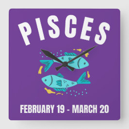 Reloj Cuadrado Signo de estrella de Pisces