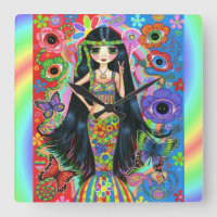 Signo de paz del Chica de la sirena hippie de los 