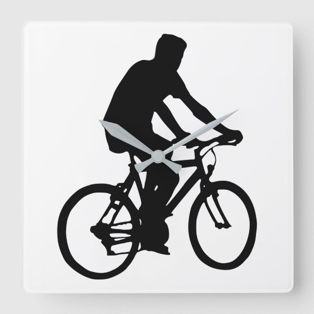 Reloj Cuadrado Silhouette Bicyclist (Anverso)