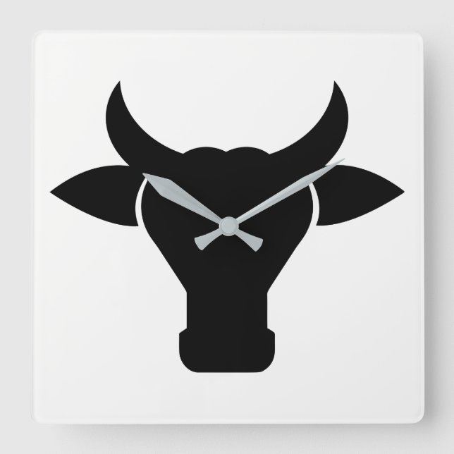 Reloj Cuadrado Silhouette Cow Head (Anverso)