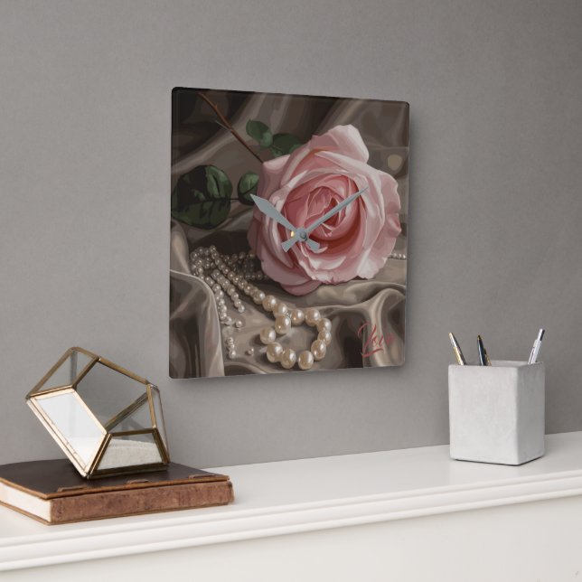 Reloj Cuadrado Silken Rosa (Oficina)